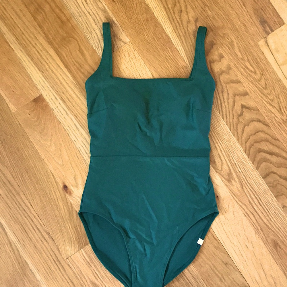 Square Neck Tank Swimsuit in Deep Olive